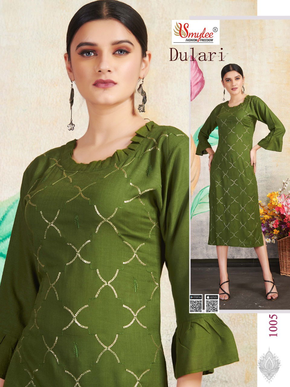 Smylee Dulari heavy Rayon Designer Kurti Regular Wear Reyon Kurtis Collections Available in wholesale price